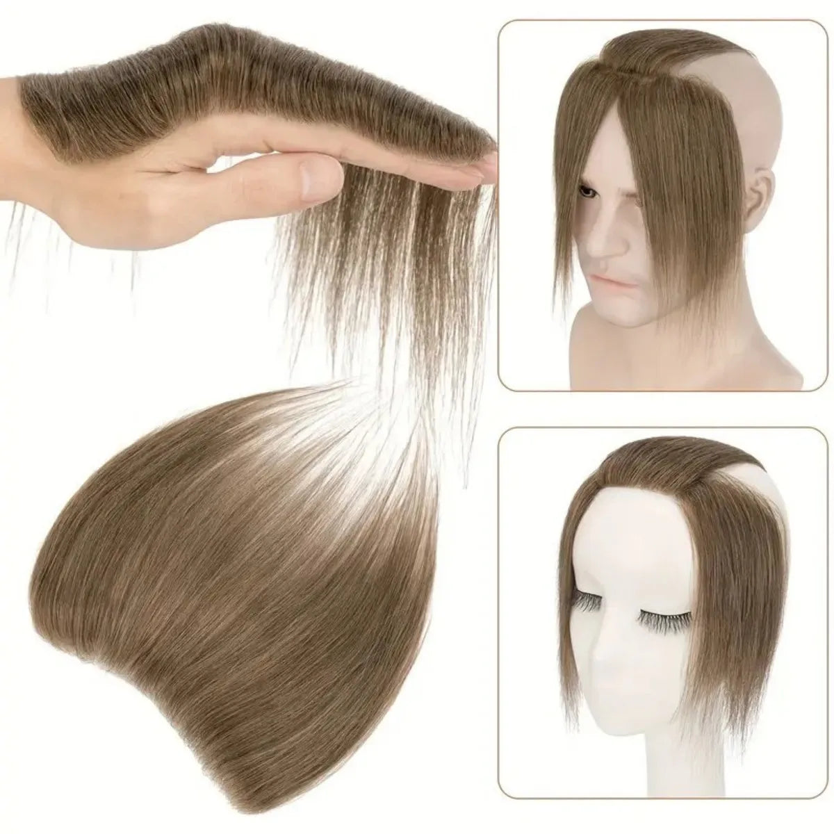 6 Inch Seamless Hairline Topper Natural Look Replacement for Forehead Fringe & Hairline Invisible Edge Adhesive Hair Extensions