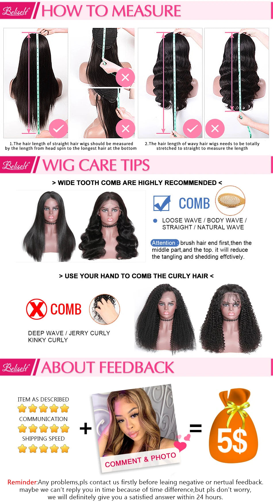 Beliself 13x6 Lace Front Human Hair Wig 250 Density Body Wave Glueless Wig Human Hair 13x6 HD Lace Frontal Wigs for Women