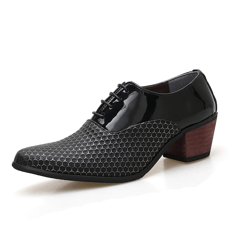 Man Dress High Heel Shoes Handmade Italian Style Party Wedding Men Shoes High Quality Leather Business Formal Elevator Shoes Men