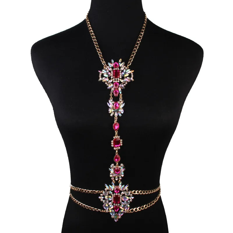 2025 Luxury Women Belly Waist Necklace Body Jewelry Crystal Rhinestone Flower Summer Lady Sexy Bikini Beach Wedding Jewelry Gift