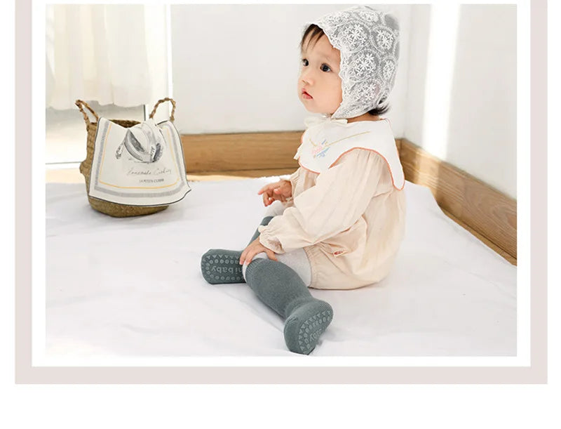 Thickened Kids Socks Baby Floor Socks Boys Girls Pure Color Cotton Warm Non-Slip Newborn Cotton Socks Autumn Winter