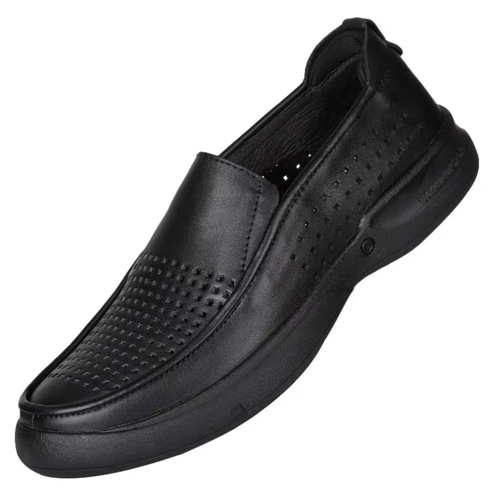 Y 38-44 New Men's Business Casual Leather Shoes Made of Top-Grain Soft Leather Soft Sole Breathable Slip-On