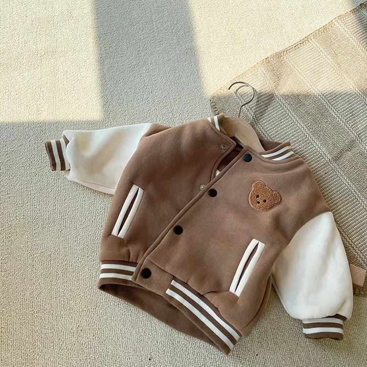 Toddler Infant Baby Boys Girls Clothes Cute Fleece Winter Warm Baby Jacket Casual Baseball Uniform Outerwear Kids Coat