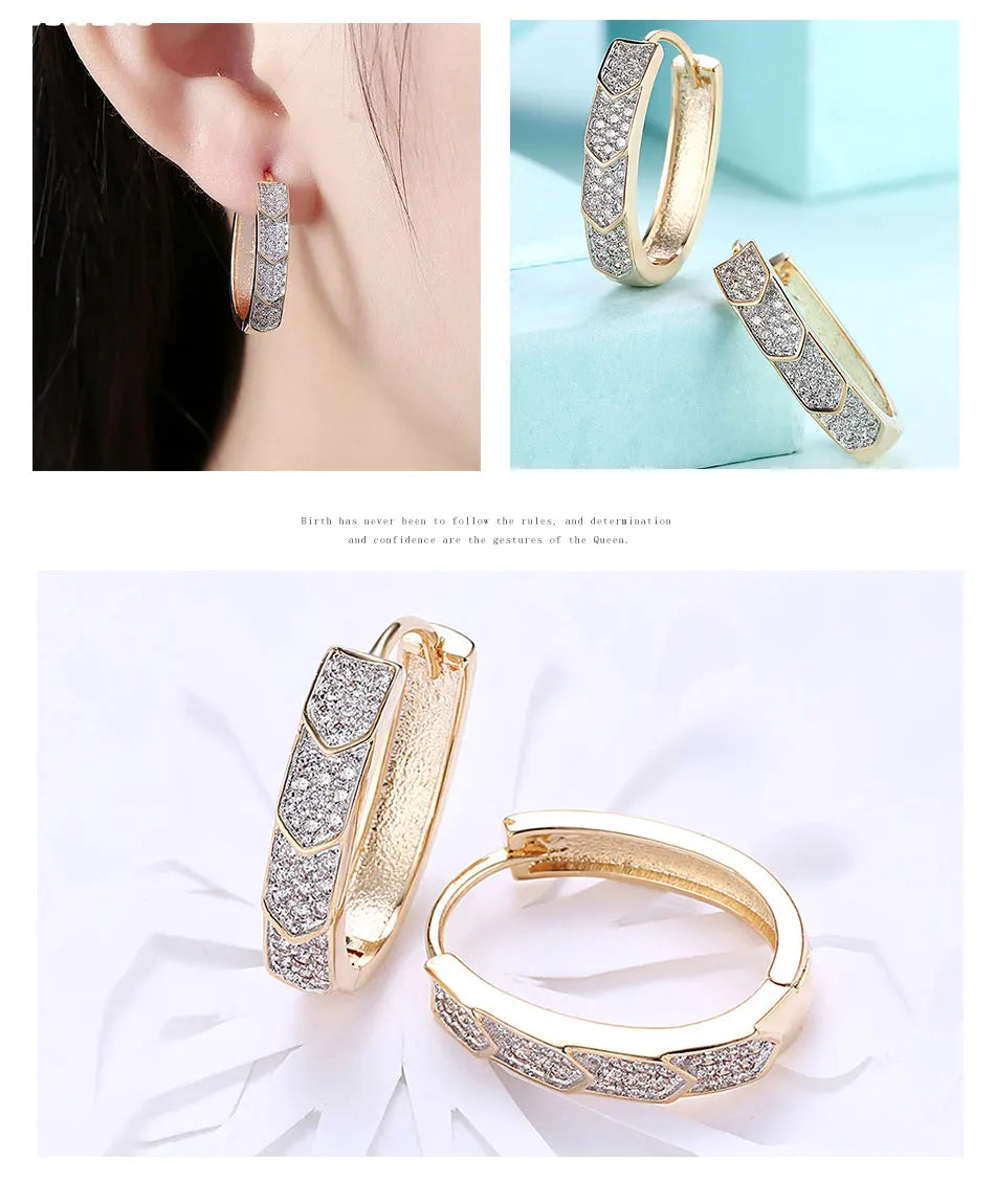 Aravant 925 Silver U Shaped 18K Gold Hoop Earrings For Women Fashion Jewelry