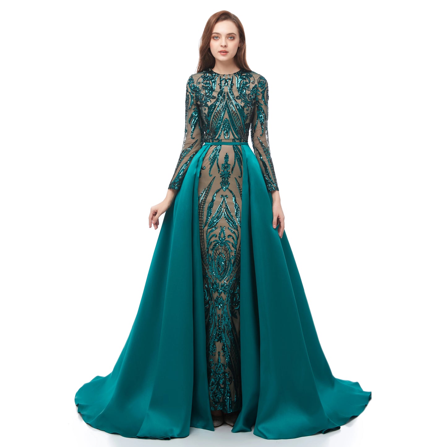 ZH003 Luxury Wedding Dress for Bridal Long Sleeve Sequin Bridal Gowns Wedding Dress Evening Dresses for Women
