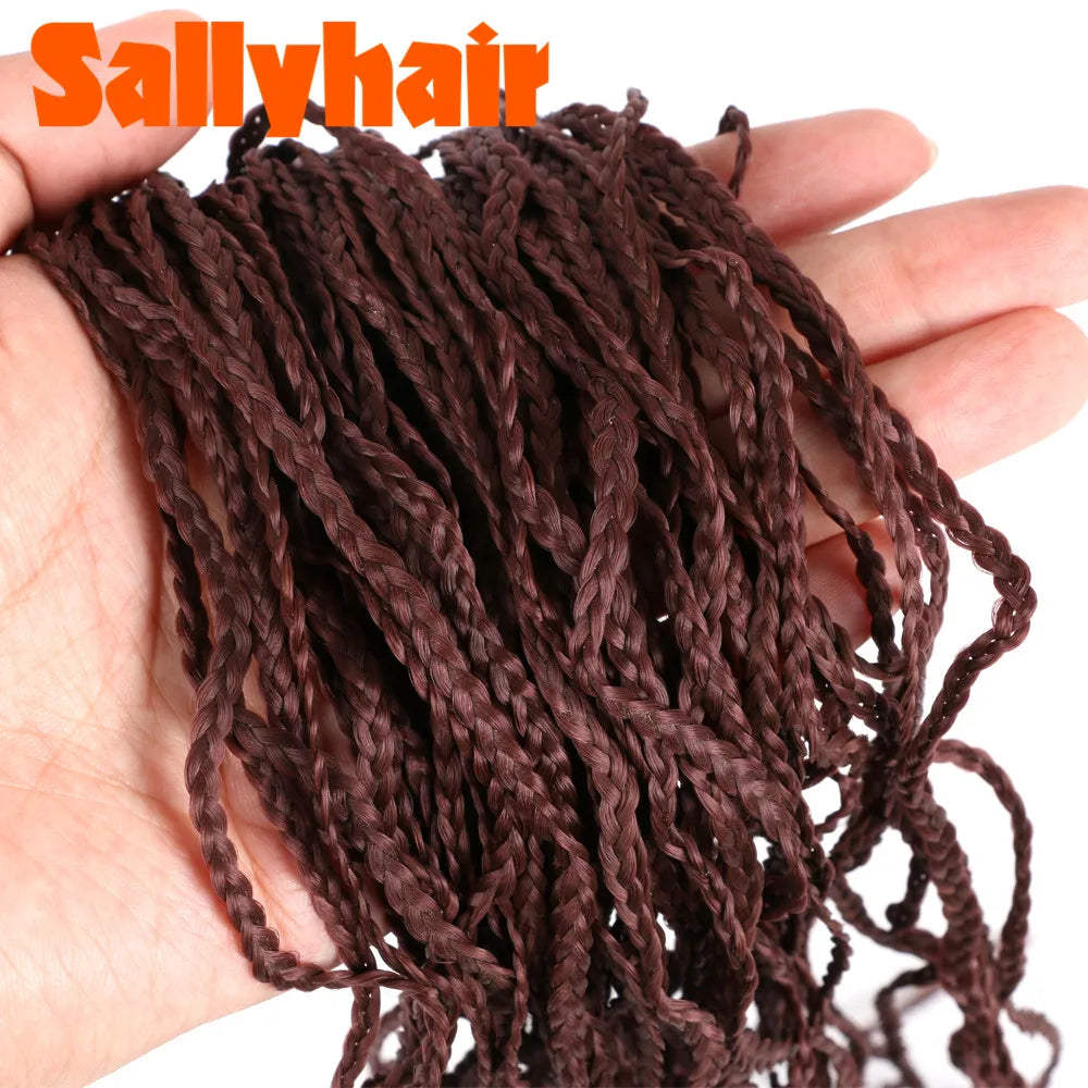 Sallyhair Synthetic Braids Thin Box Braids Crochet Braiding Hair Colorful Zizi Braids Extensions Grey Pink Black Brown Hair