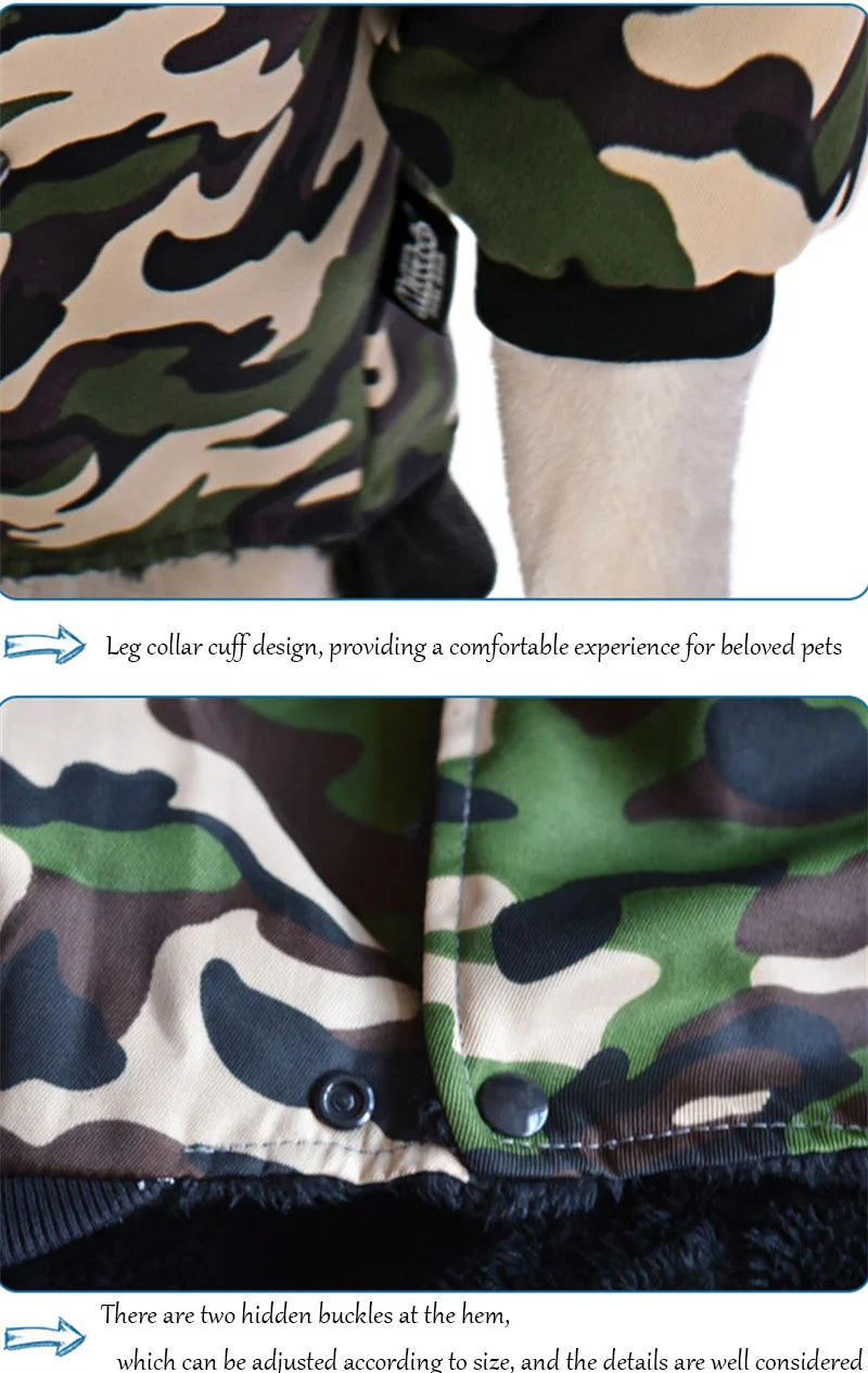 Male Dog Clothes Autumn Winter Camouflage Hooded Sweatshirt For Dogs Fleece Dog Long Sleeve Coat Thick Dog Onesie For Large Dogs