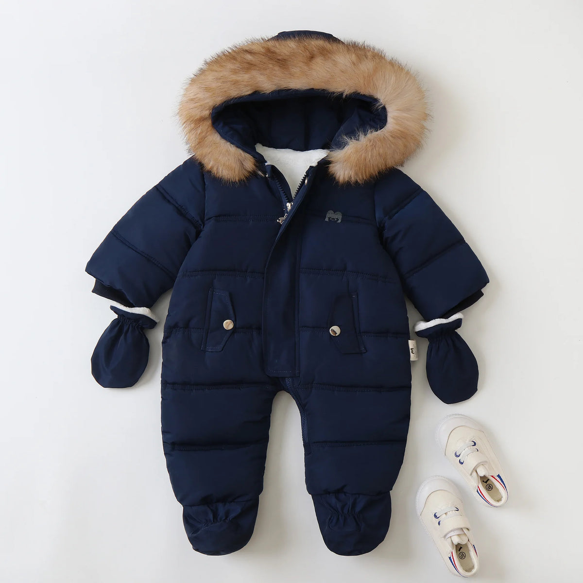 Winter Baby Jumpsuit Plus Velvet Warm Hooded Newborn Baby Girl Overalls Infant Boy Snowsuit Toddler Romper Outfit 0-2 Years
