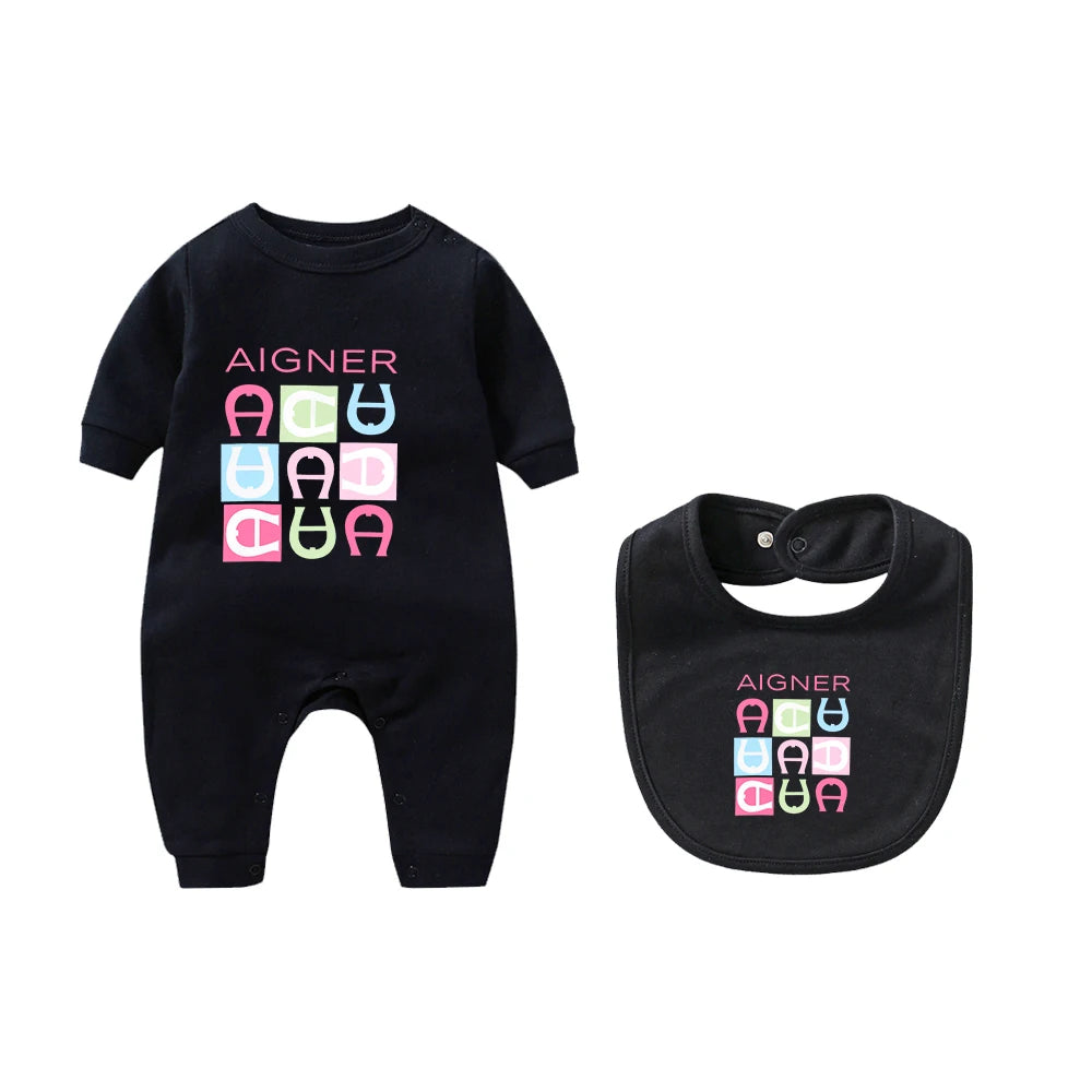 Popular jumpsuit for newborns in autumn, hot selling new design, soft scarf, scarf, hat, children's long sleeved jumpsuit