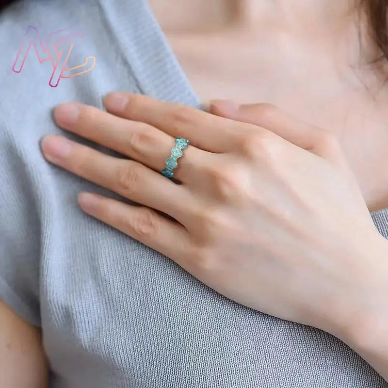 Natural Myanmar Jadeite Clover Ring Real Jade Jewelry Accessories Carved Vintage Amulet Talismans Luxury Gifts for Women
