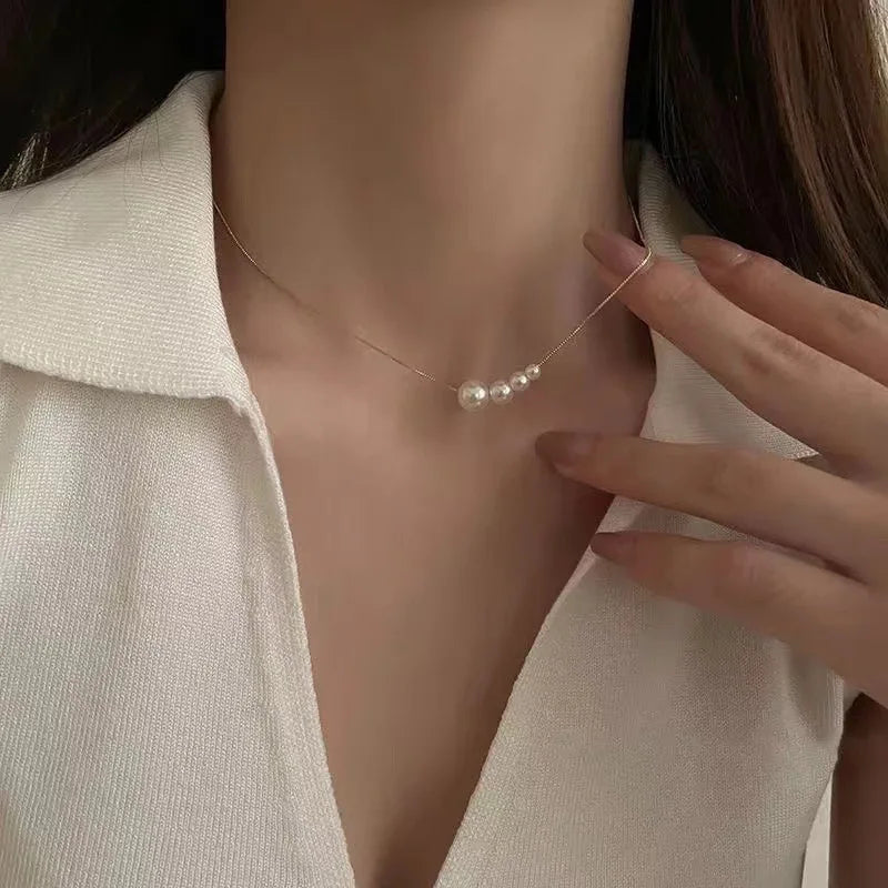 White Imitation Pearl Choker Necklace Elegant Big Round Pearl Wedding Necklace for Women Charm Fashion Jewelry Gifts