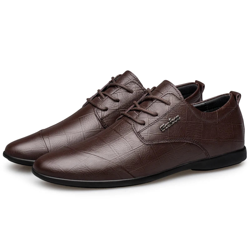 Luxury Business Oxford Genuine Leather Shoes Men Breathable Formal Dress Shoes Male Office Wedding Flats Footwear Evening Dress