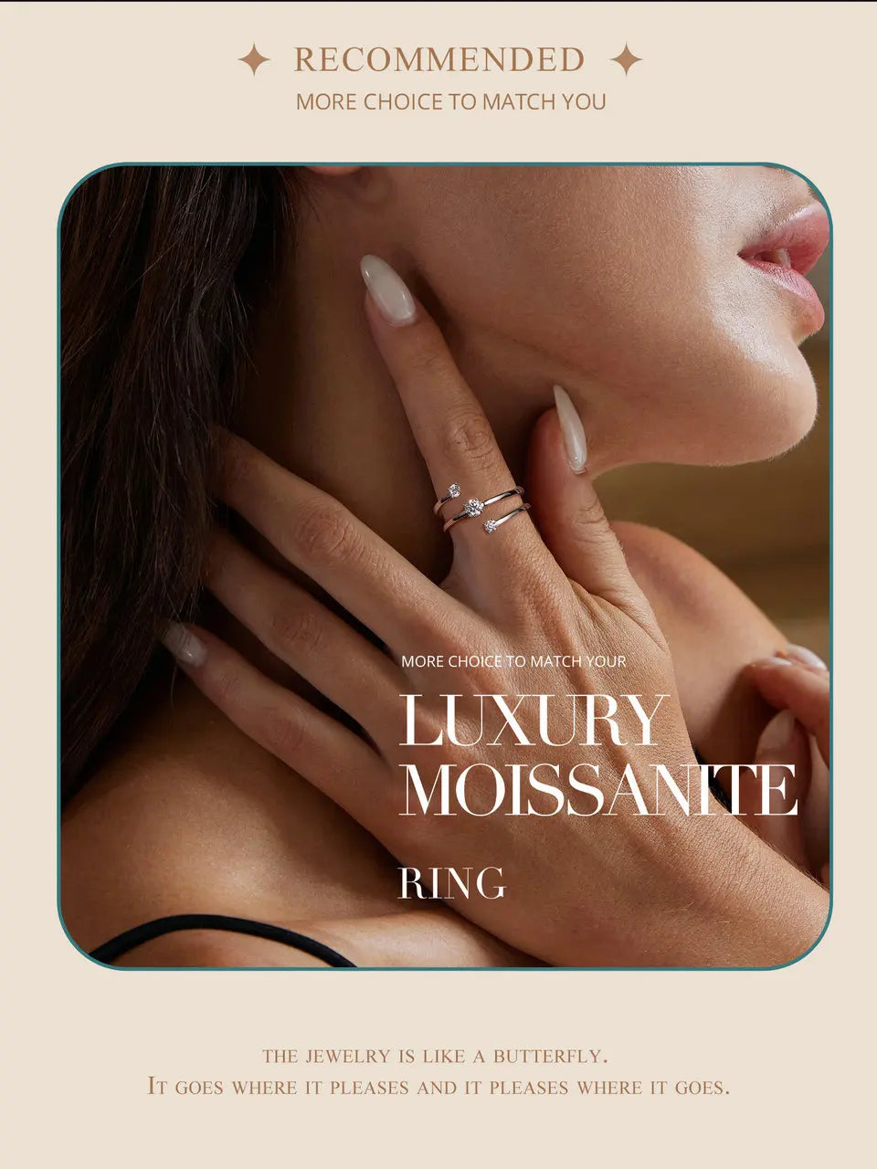 WOSTU Three layer 0.5 CT Moissanite Coiled Ring 925 Sterlin Silver D Color Moissanite Stackable Promise Wedding Ring Party Gift