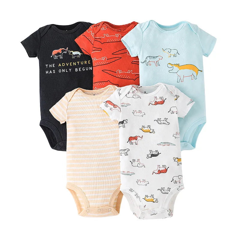 5 Pairs Newborn Baby Bodysuit Short Sleeve Infant Jumpsuit Short Sleeve Cotton Overalls Newborn Infant Jumpsuit Kids Baby Roup