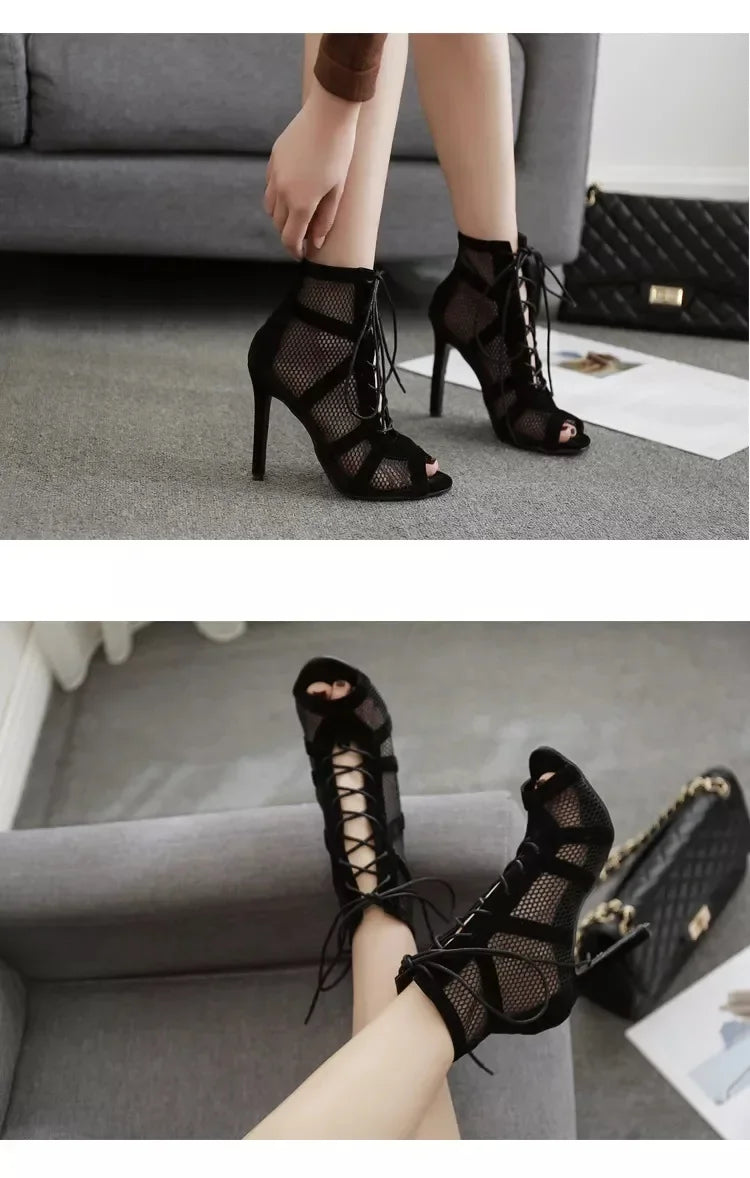 Large Size High Heel Sandals Women Summer New Fish Mouth Crossed Strap Comfortable Versatile Thin Heel Roman Sandals