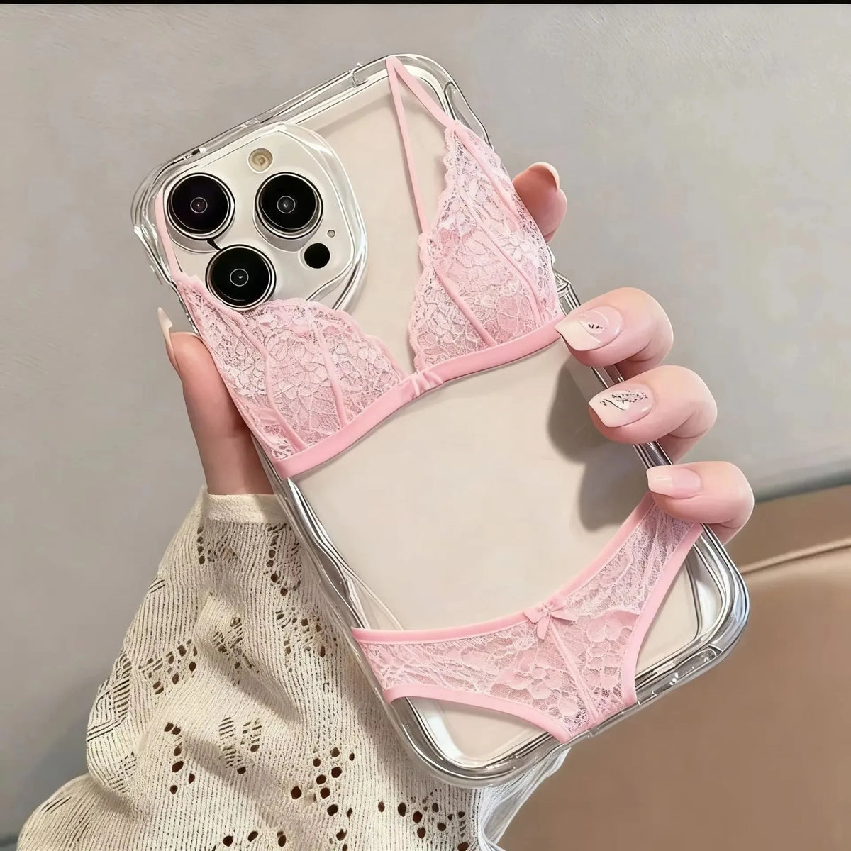 Fashion Sexy Lace Phone Case For iPhone 17 16 16e 15 14 13 12 11 Pro Max Mini X XR XSMAX 8 7 6S Air Plus 3D Wave Soft Back Cover