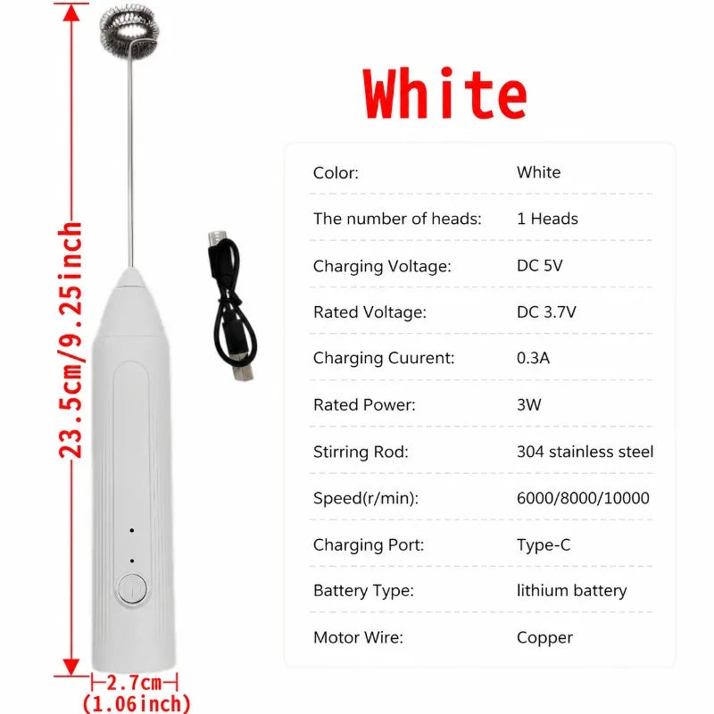 Electric Coffee Frother/MILK Whisk+Egg Beater MINI Food Blender USB Rechargeable Handheld Three Speeds Espresso Tools
