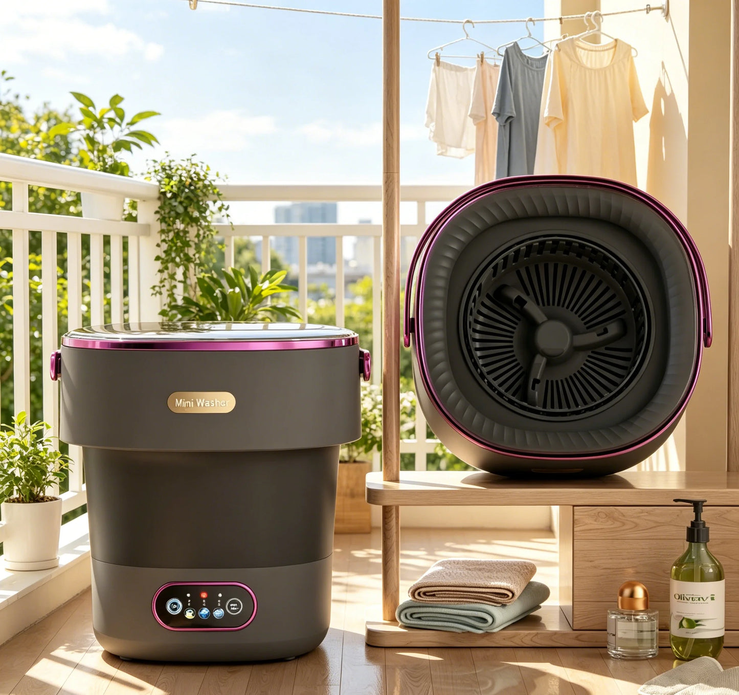 Foldable Mini Washing Machine 13L, 3 Deep Cleaning Modes with Removable Spin Basket, Compact Portable Washer for Baby Clothes