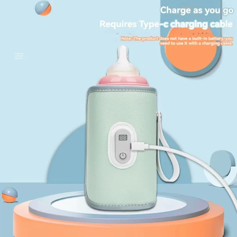 Digital Baby Bottle Warmer 5 Levels Type-C Milk Bottle Insulation Cover LED Display Heating Bottle Thermal Heater Infants