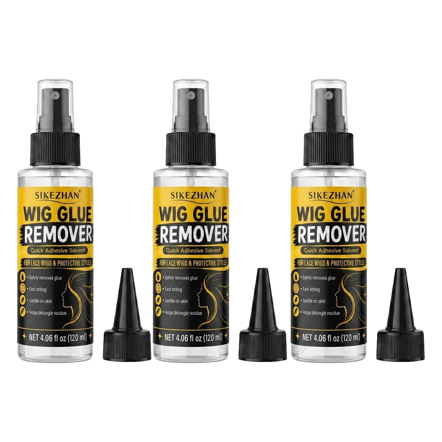 SIKEZHAN 120ml Wig Glue Remover Gentle Citrus Lace Adhesive Solvent Spray with Precision Tip for Toupee Hair Extension Tape