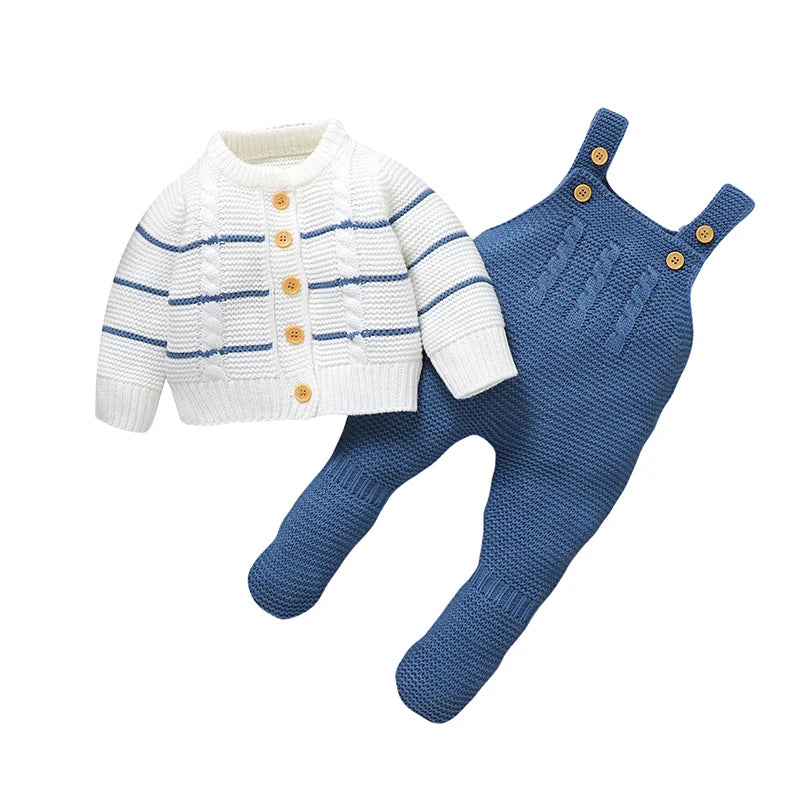 Winter Baby Clothes Sets Autumn Casual Long Sleeves Sweaters Jackets+Rompers Infant Boys Girls Outfits 2Pcs Knitted Toddler Wear