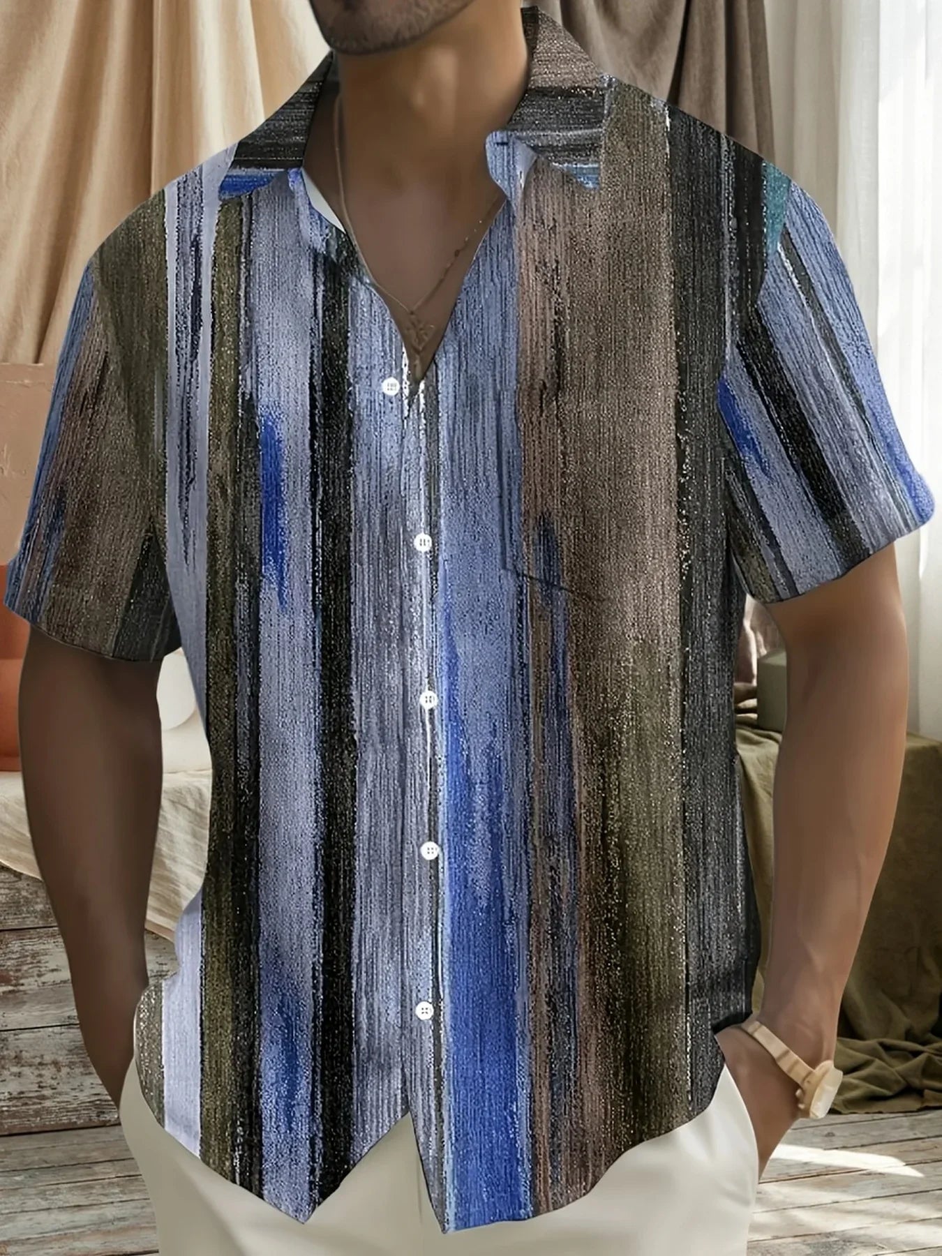 Summer Stylish Tropical Shirt Men Casual Man Short Sleeve Hawaiian Fashion Print Breathable Beach Party Outfit