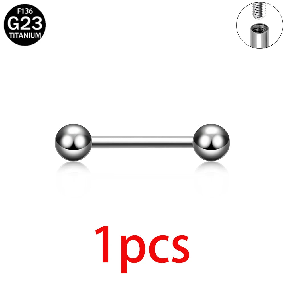 1/5/10pcs Titanium Tongue Ring Piercings External Threaded Industrial Barbell Tongue Bar Tragus Helix Ear Piercing Body Jewelry