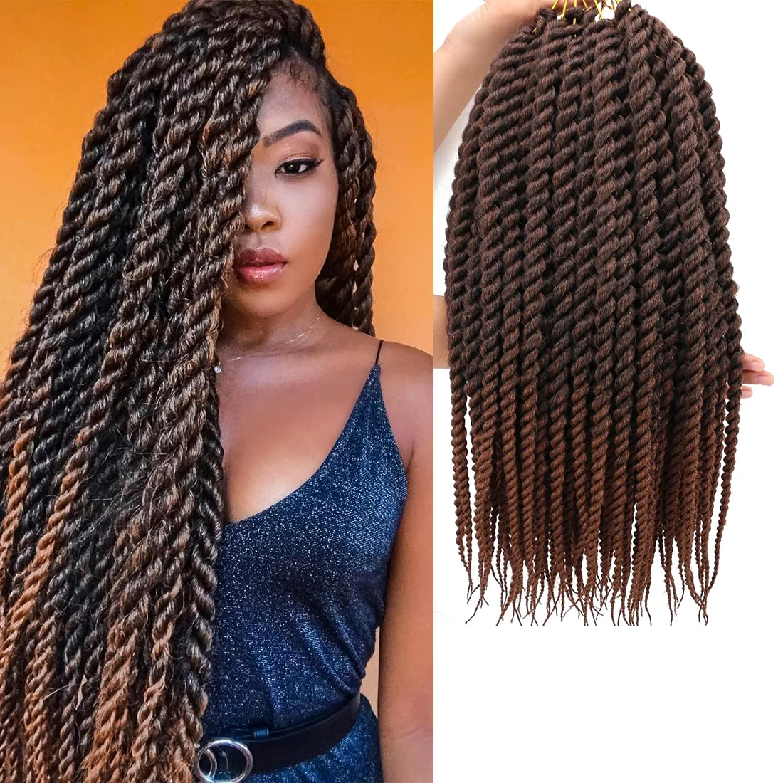 Senegalese Twist Crochet Braids High Temperature Synthetic Fiber, Lightweight &Odorless, Elastic & Soft, Elegant Style for Women