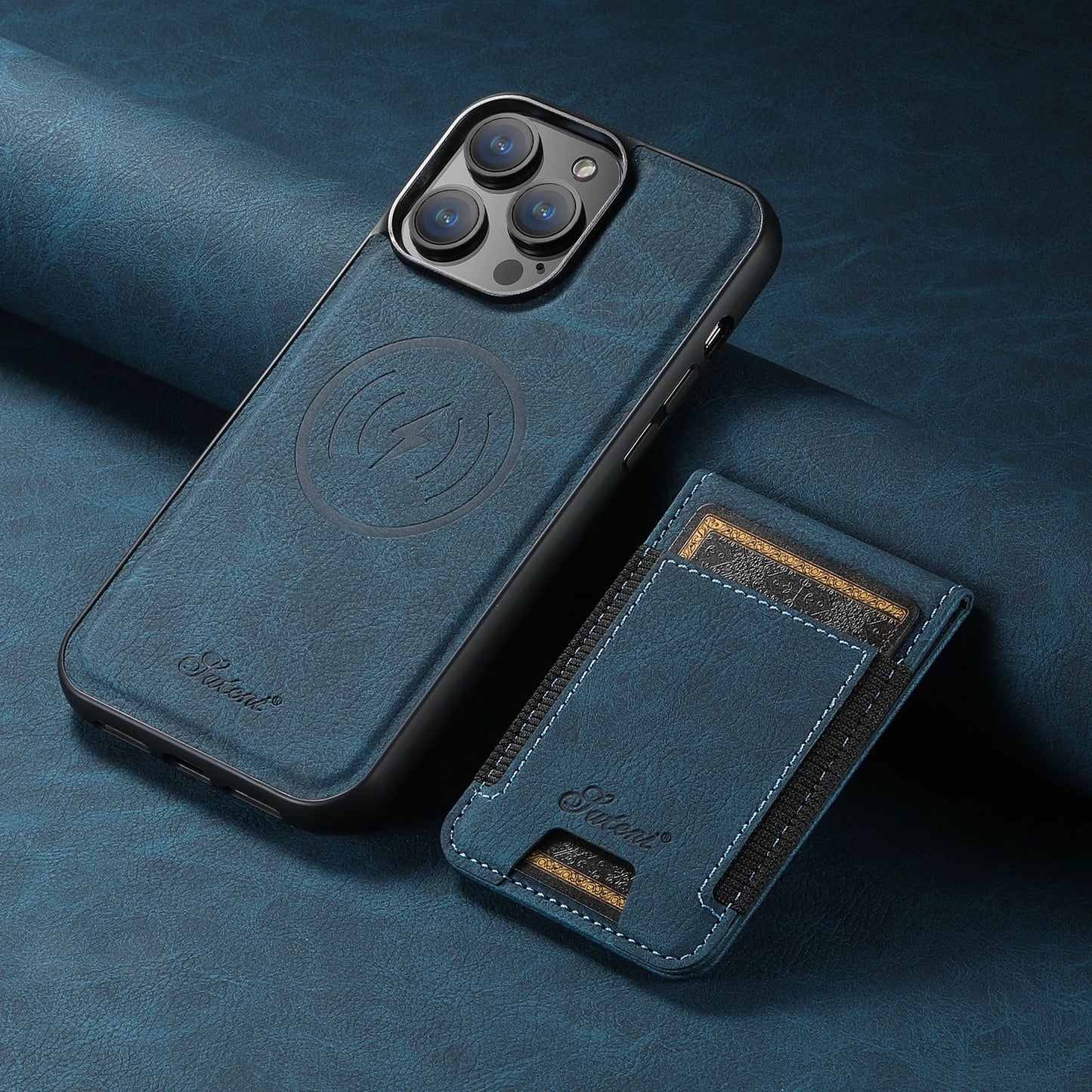 SUTENI Luxury Magsafe Leather Card Holder Phone Case Wallet Kickstand Cover For iPhone 17 16 15 14 13 12 11 Pro Plus Max