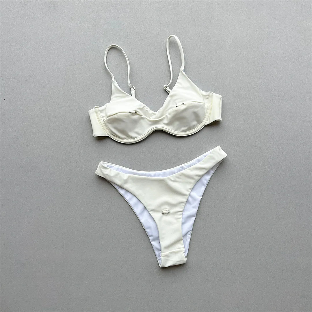 New Sexy Underwired Bikini Female Swimsuit Women Swimwear Two-Pieces Bikini Set Brazilian Padded Bather Bathing Suit Swim V7743