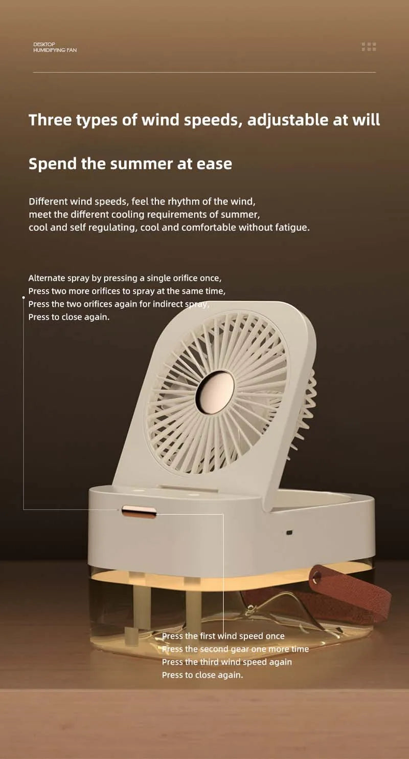 Mist Fan Summer Portable Air Conditioner Fan With Remote Controls Sleep Night Light 3 Speeds Aromatherapy Diffuser Humidifier