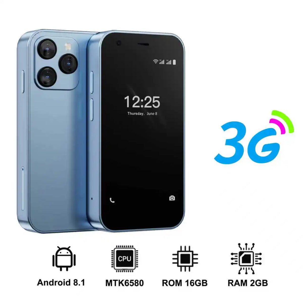 SERVO 15SE Ultra Mini Palm Smartphone 3G WCDMA Android Dual SIM WiFi Hotspot GPS Play Store 16GB ROM 3.0" Pocket Mobile Phone