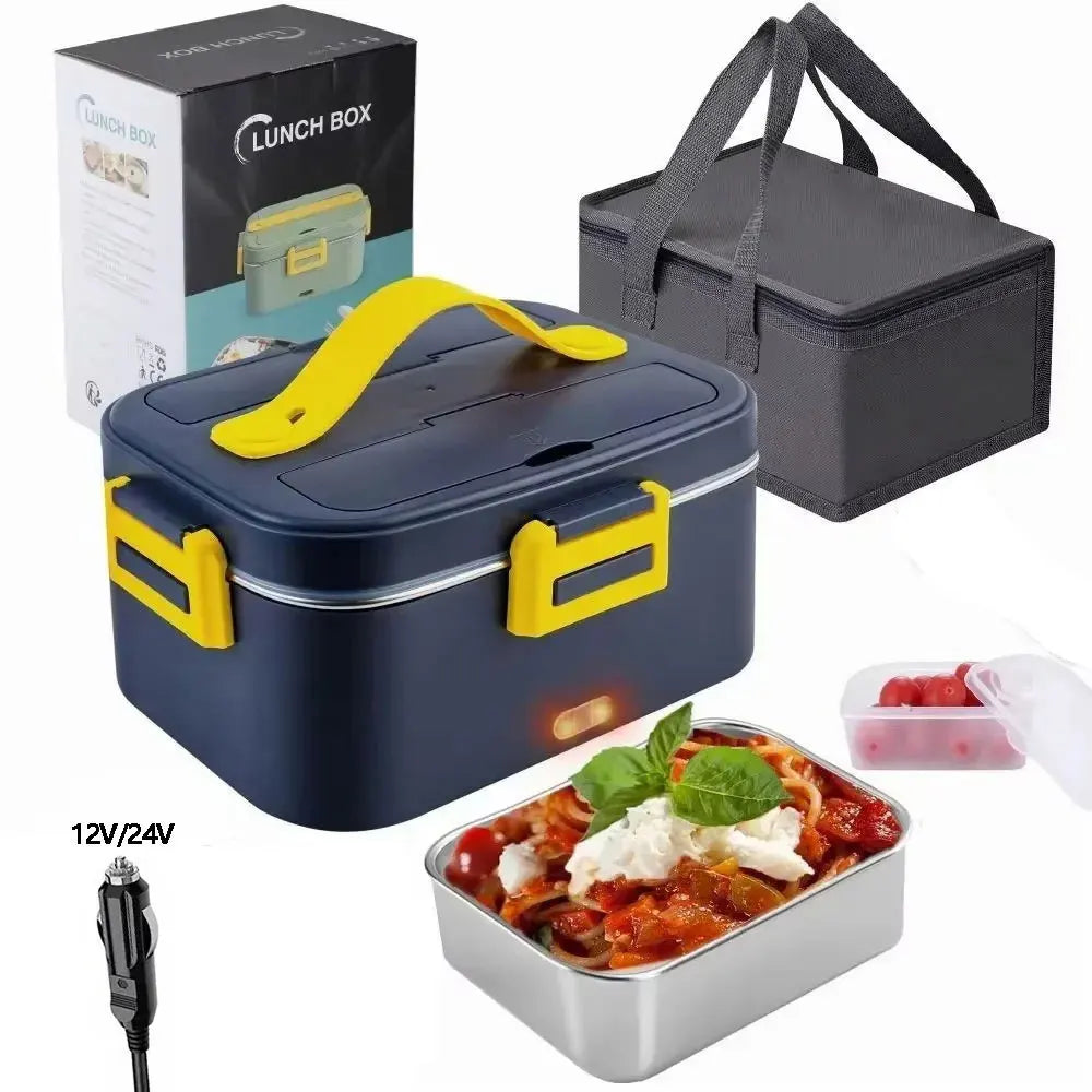 1.8L Food Heater 3 in1 Portable Leakproof Heated Lunch Box 75W Electric Lunch Box for Car Truck Office with Insulated Carry Bag