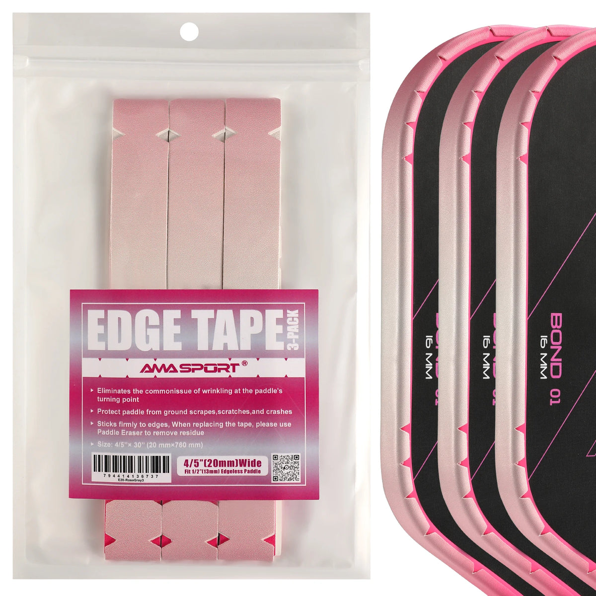 AMASPORT Pickleball Paddle Protection Tape 20mm/23mm/26mm for 13mm/16mm/19mm Paddle-Navy Blue-Pickleball Edge Euard Tape
