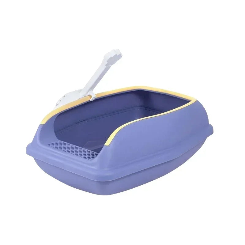Semi Closed Plastic Sand Box Large Capacity Cat Litter Box For Cats Pet Toilet Anti Splash Cat Tray Cleaning Bath Basin Supplies