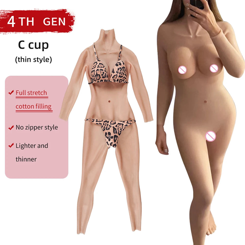 Eyung Full Body Silicone Onesie No Oil Crossdresser Sissy Shemale Drag Queen Silicone Bodysuit Silicone Breast Forms Suit
