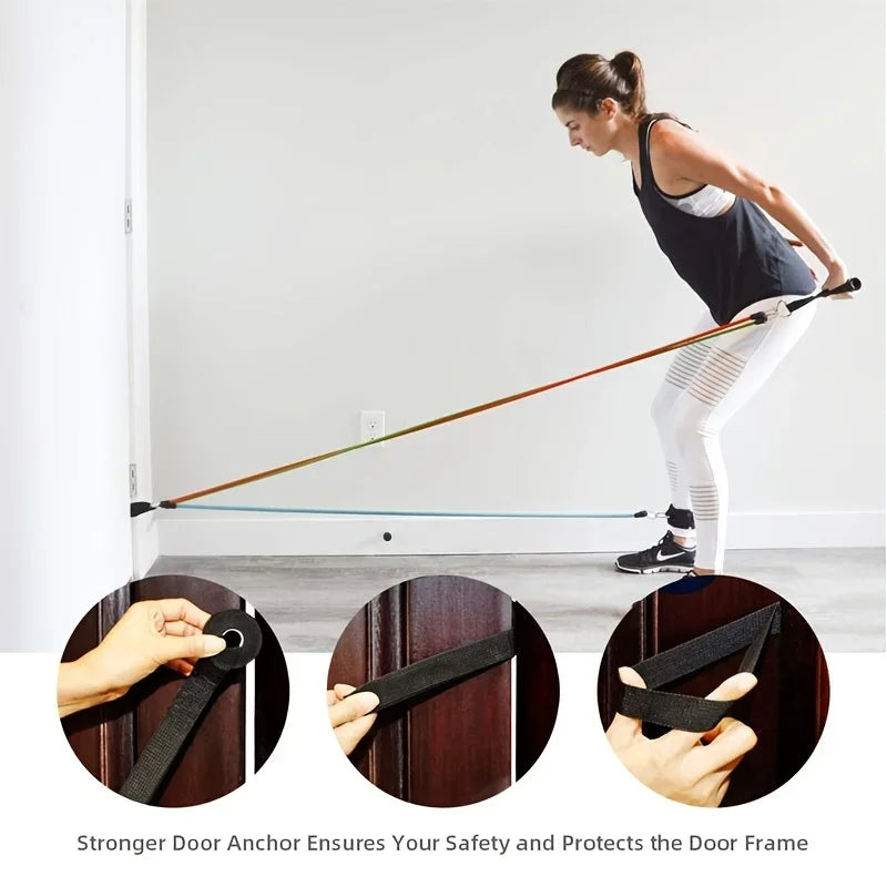 11pcs/Set Pull Rope, Resistance Bands, Portable Fitness Equipment, Ankle Strap, Chest Expander, Elastic Exercise Band