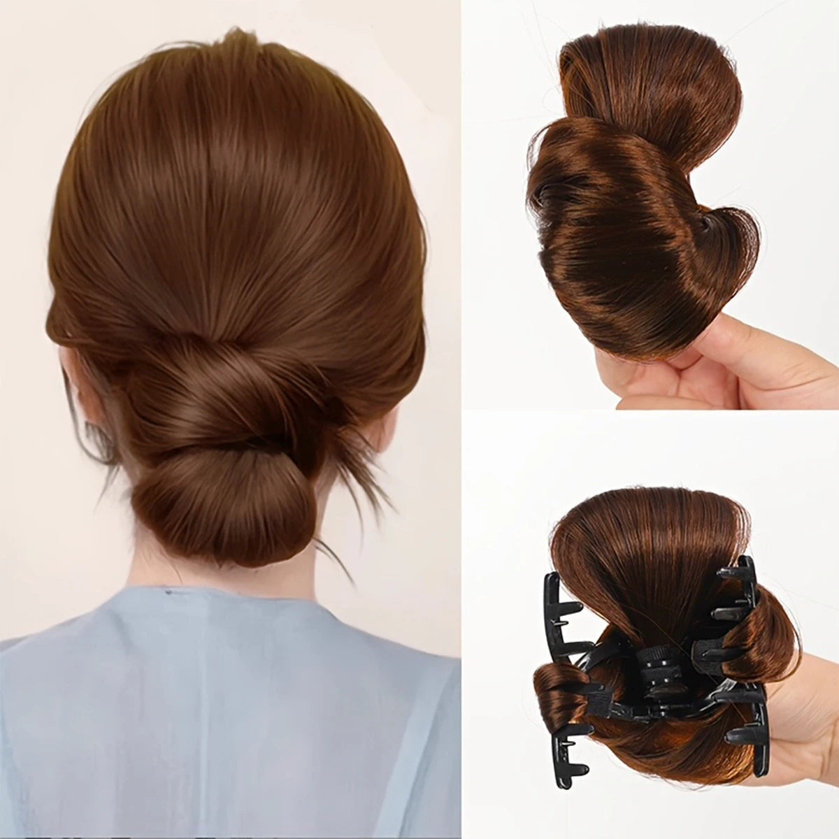4-inch synthetic low-tie ball head wig, a clip-on bun wig that naturally connects to a woman's ponytail Hair extension