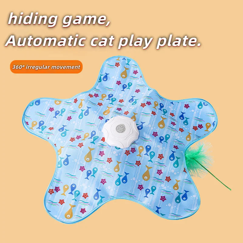 Cat and Dog Toy Interactive Hide and Seek Cat Toy with Mouse Squeak Motion Activated Mobile Hidden Feather Kitten Teasing Toy
