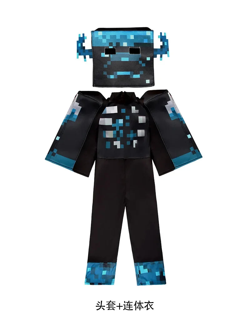 Halloween Cosplay My World Mc Game Dress Up Carnival Kids Cosplay Sound Guard Headgear Jumpsuit Boys Girls Performance Costumes