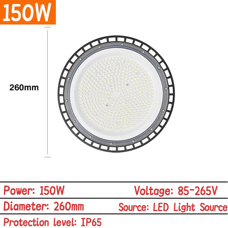 Super Bright UFO LED High Bay Light AC85-265V 100W-300W IP65 Waterproof Commercial Industrial Garage Workshop Gym Market Lamp