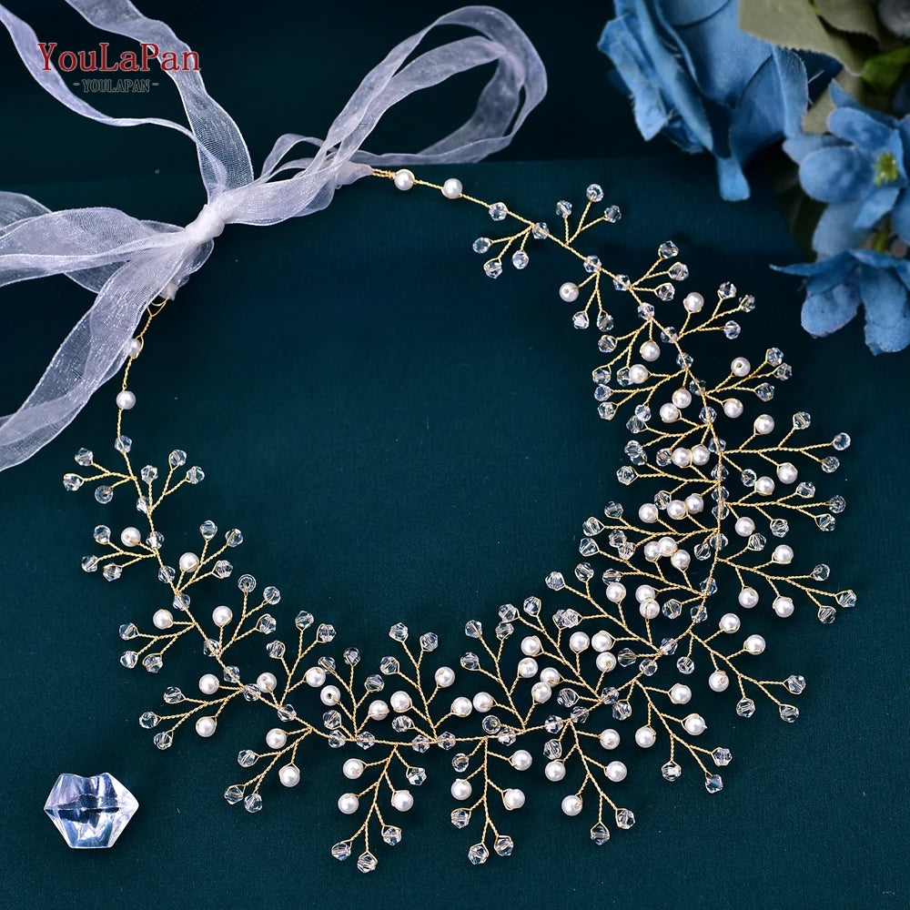 YouLaPan Wedding Rhinestone Sash Belts Pearls Crystal Belt For Girls Bridal Dress Accessories Woman Party Dress Waist Sash SH55