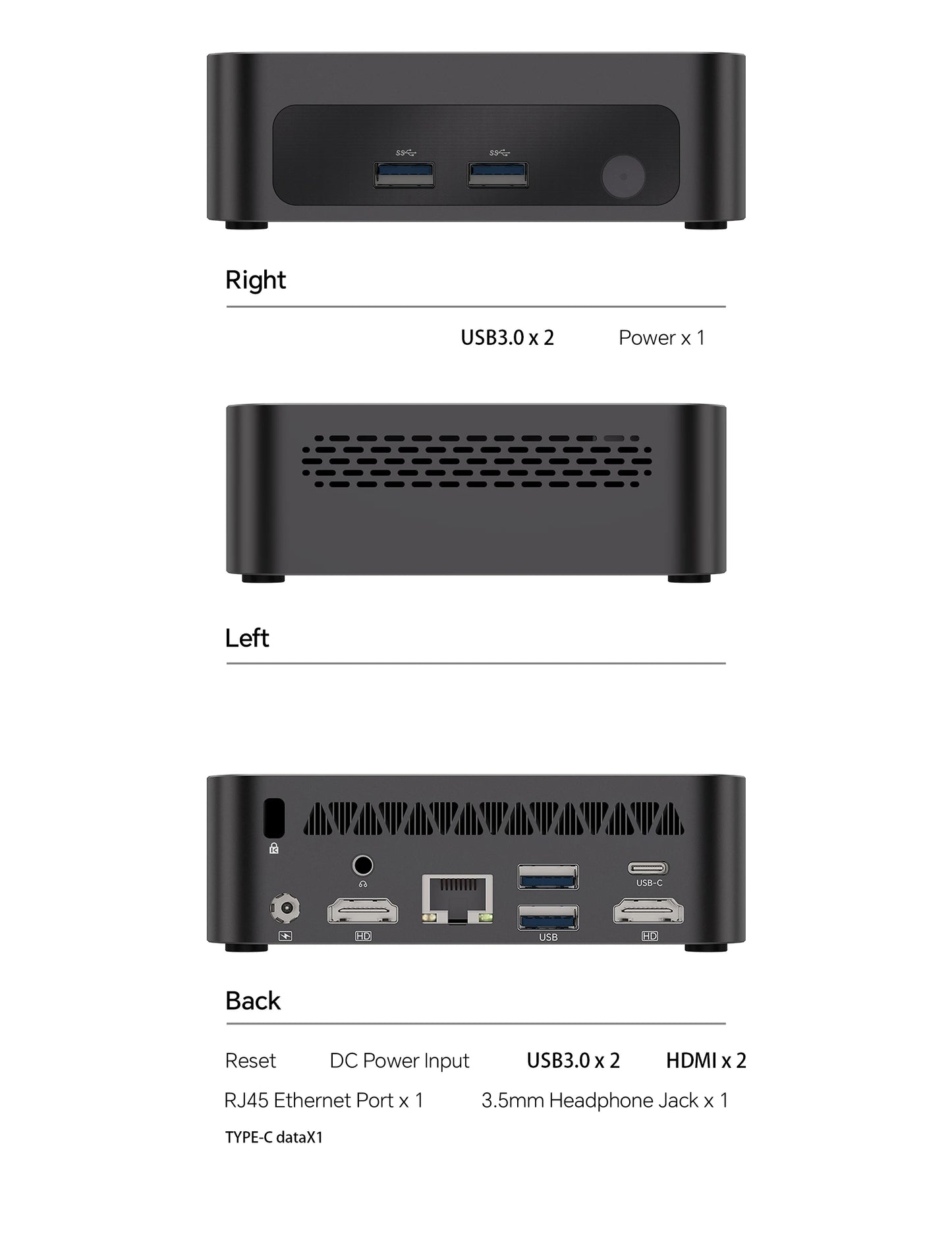 SOYO Mini PC Y5 Air Intel i5 4th CPU with 8GB RAM 128GB M.2 SSD Mini Desktop Computer Dual 4K Display, WiFi 5, BT4.2, USB-C