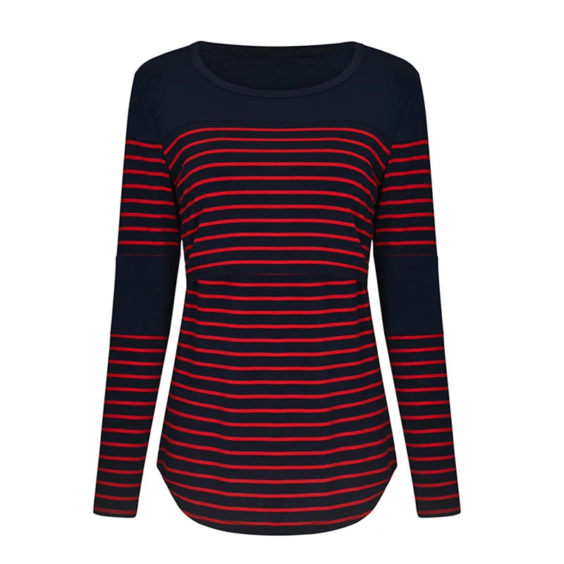 Casual Womens Pregnant Maternity Clothes Nursing Tops Breastfeeding T-Shirt Pregnancy Maternity Breastfeeding Striped