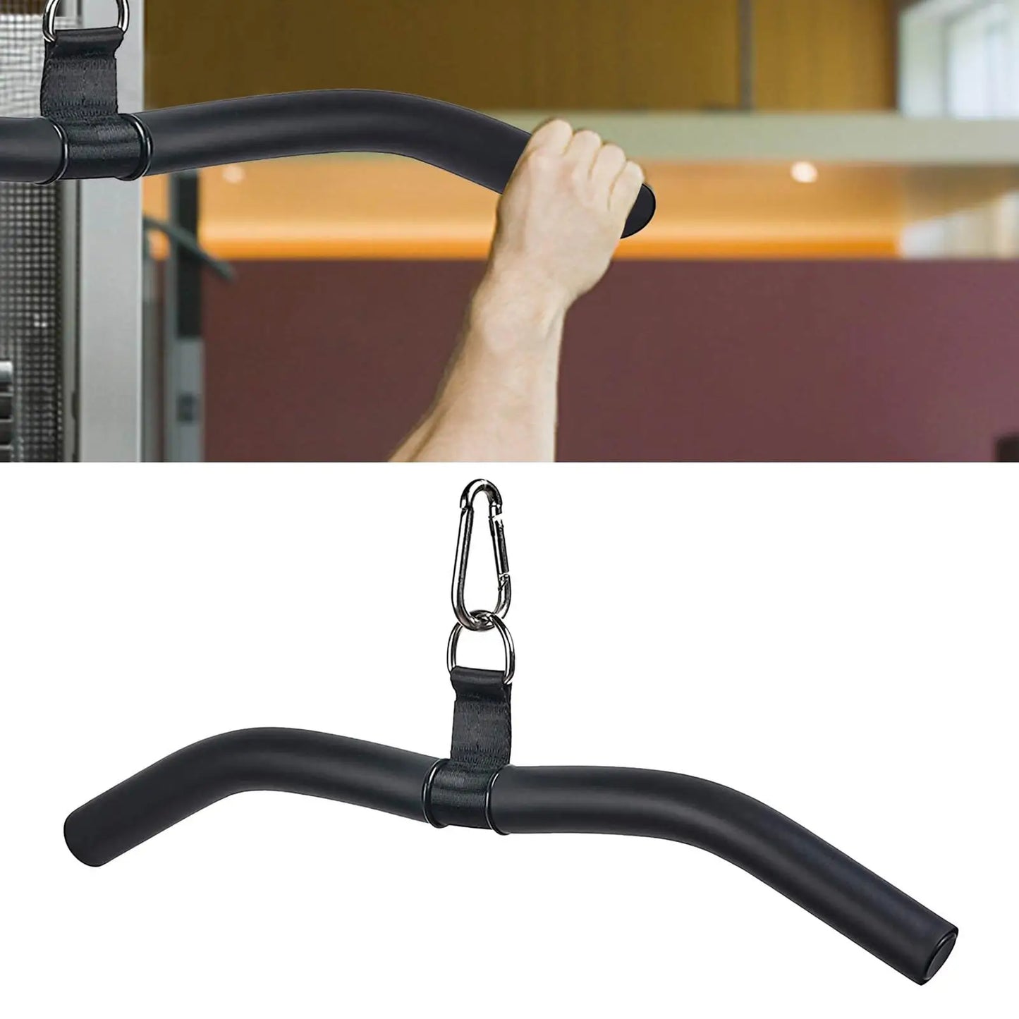 LAT Bar Cable Machine Attachment, Curl Pulldown Bar with Full Rotation and