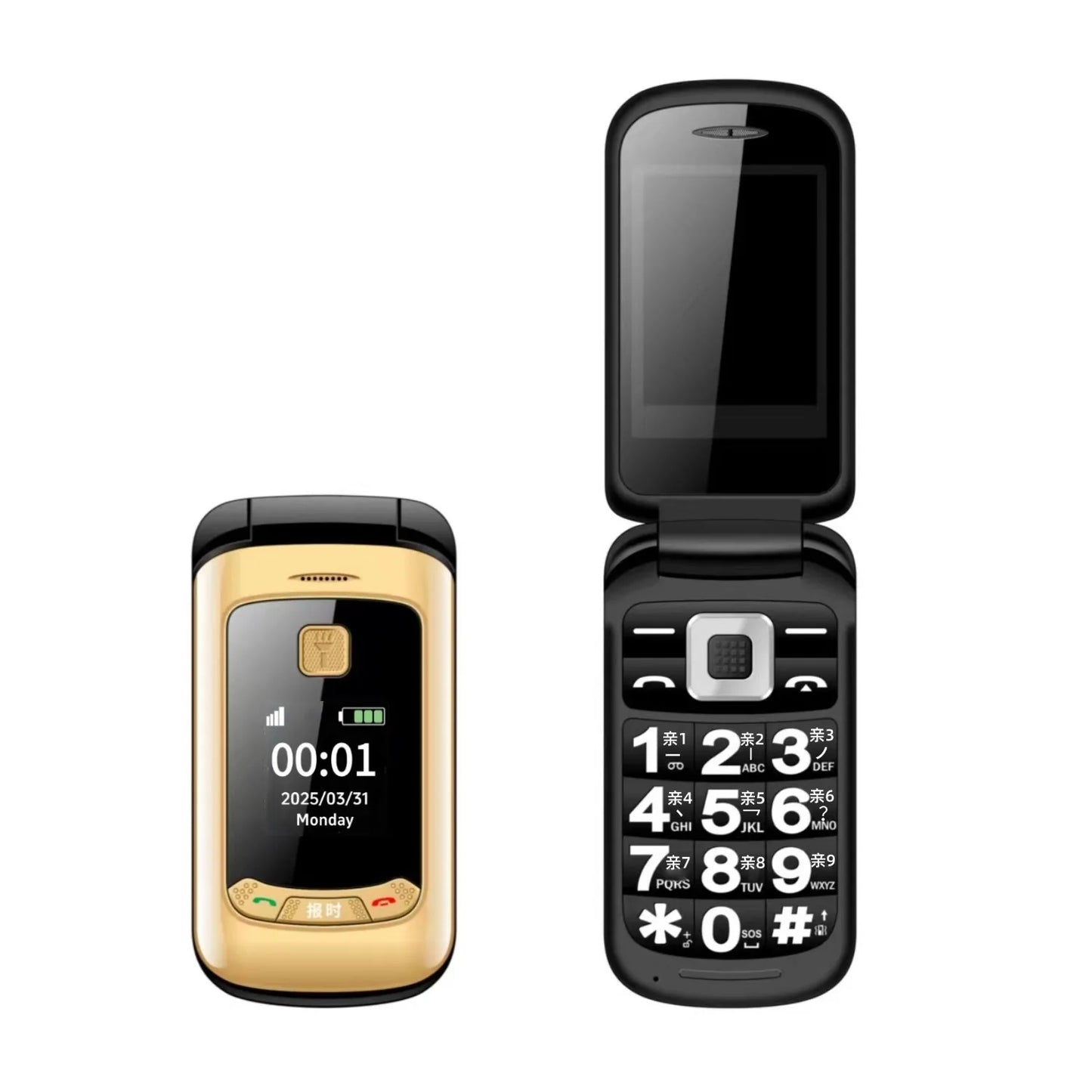 Affordable Retro Flip Cute Phone SOS Dial Speed Dial Big Button Dual Screen Loud Speaker Long Battery Clamshell Mini Size Mobile