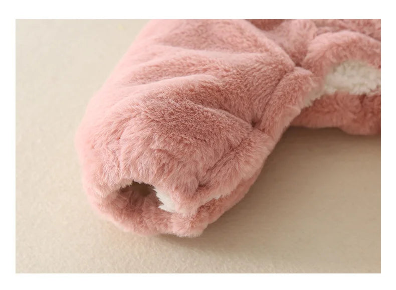 ZOETOPKID Baby Rompers Winter Warm Coral Fleece Newborn Boys Girls Clothes Cartoon Rabbit Coats Infant Jumpsuit Animal Overalls