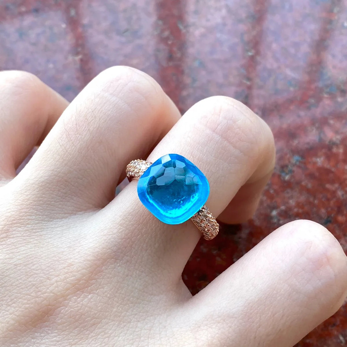 12.6mm Ring Candy Style Zircon Ring Flat Pink Green Purple Crystal Ring For Women Candy Ring Fashion Jewelry Gift