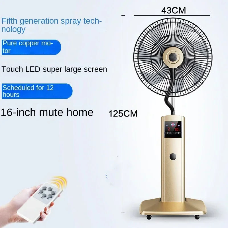 2025Spray Fan Landing Home Quiet Remote Control Humidification Cooling Shaking Industrial Blow Water Cooled Atomizing Electric F