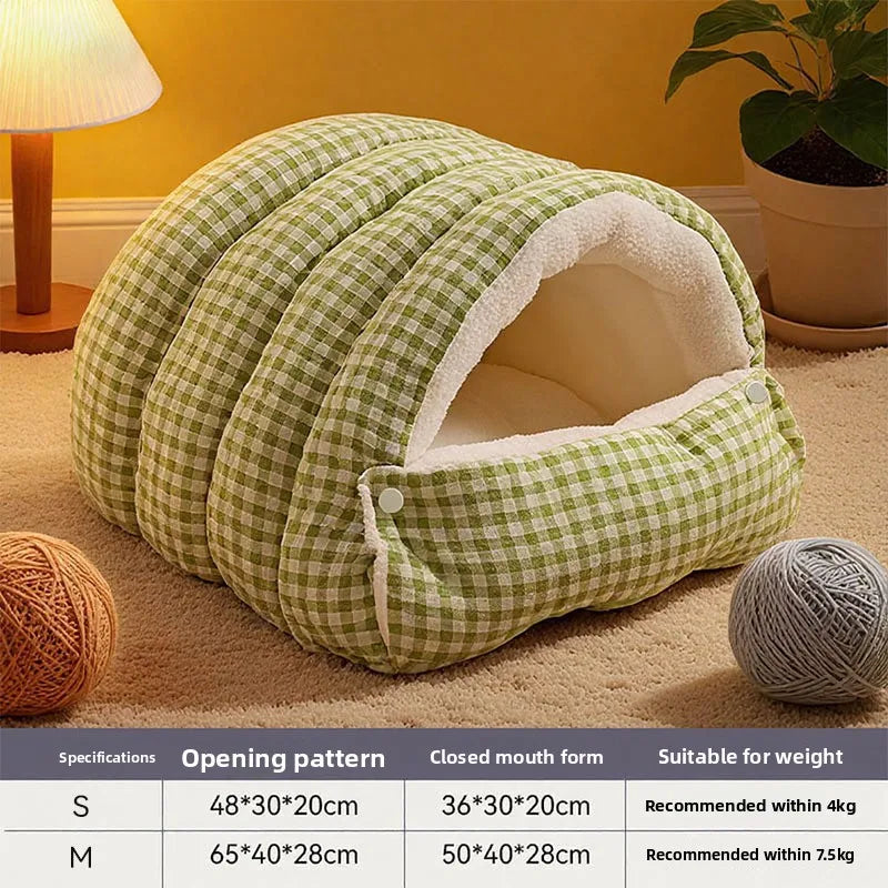 Foldable Pet Sleeping Bed for Cats And Dogs Thickened Semi-Enclosed Soft Indoor Design Warm for Autumn And Winter